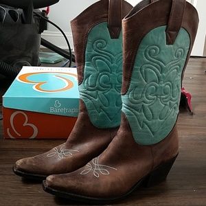 Cowboy boots- brown and turquoise